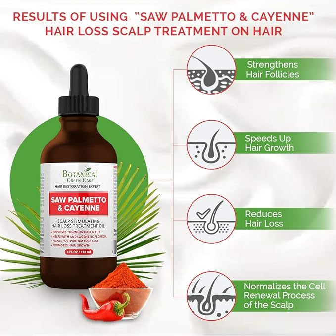 Saw Palmetto & Cayenne Hair Serum, Hair Growth Oil. Made in USA-VivaGrace Women