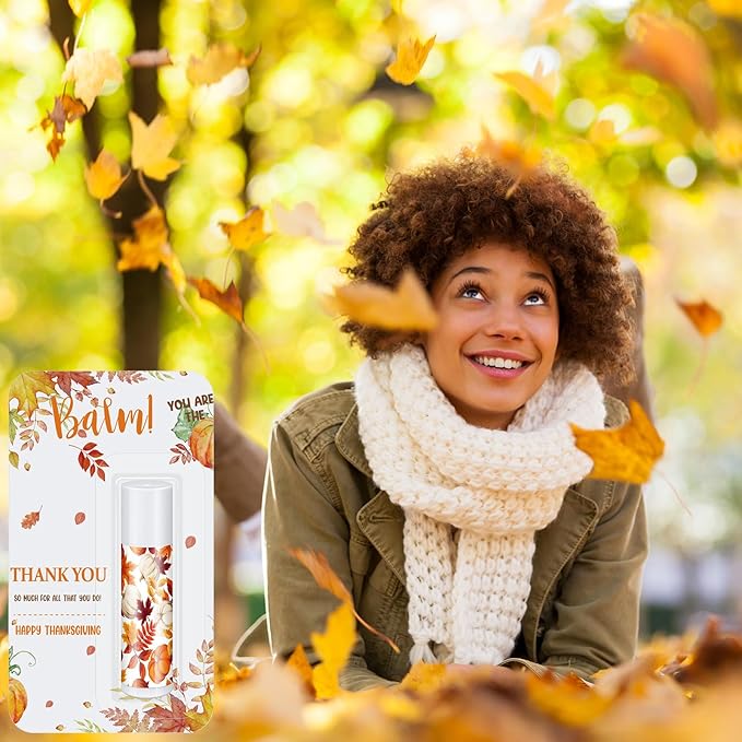 30 Pack Hello Fall Thanksgiving Party Gifts Bulk Lip Balms Favors Employee Appreciation Gifts Small Thank You Gifts for Women Men Satff Coworkers Teachers-VivaGrace Women