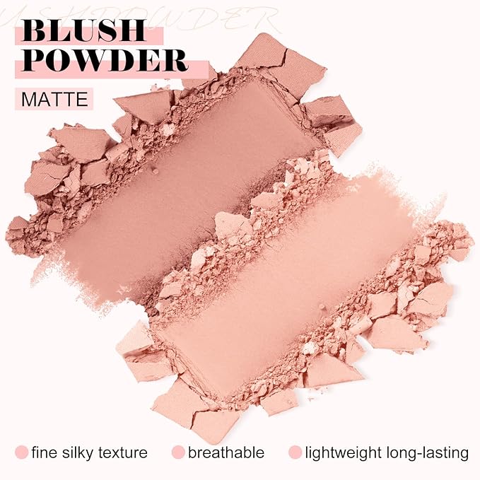 Boobeen Highlighter Contour Makeup Palette Face Matte Bronzer Powder, Compact Contouring Blush for Cheeks, Natural Long Lasting with Brush-VivaGrace Women