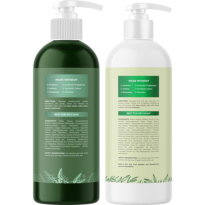 Shampoo and Conditioner for Oily Hair and Scalp - Sulfate and Paraben Free Shampoo and Conditioner Set for Oily Hair with Deep Cleansing Tea Tree Oil - Vegan Color Safe & Cruelty Free (16 Fl Oz)-VivaGrace Women