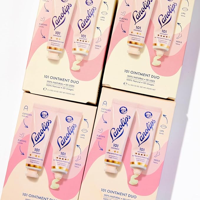 Lanolips 101 Ointment Multi-Balm Duo, Original Superbalm - Contains Pure Lanolin Oil for Smooth, Hydrated, & Healthy Lips - Natural Lip Balm for Dry Lips, Cuticles, & More (2-Pack, 0.52 oz each)-VivaGrace Women