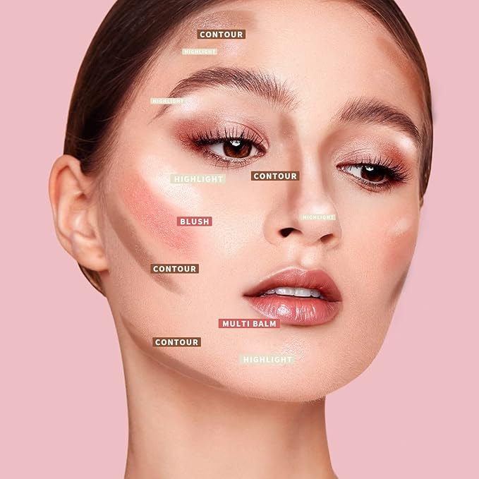 KIMUSE Multi Stick Trio Face Makeup, Cream Blush Stick for Cheeks & Lips, Contour Stick & Highlighter Makeup Sticks for All Skin-VivaGrace Women