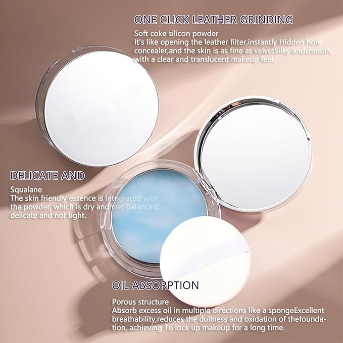 Chillab Lavender Matte Powder,Oil Control Face Pressed Powder Face Setting Powder with Mini Powder Puff for Silky Flawless Long-Lasting Lightweight Skin-friendly Face Cosmetics (Floating Cloud)-VivaGrace Women