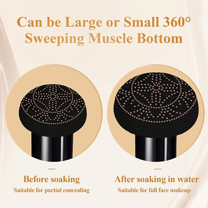 Air Cushion CC Cream Mushroom Head, Soothing Full Coverage Concealer CC Cream with Mushroom Makeup Sponge for Flawless Face Makeup (Buff Beige)-VivaGrace Women