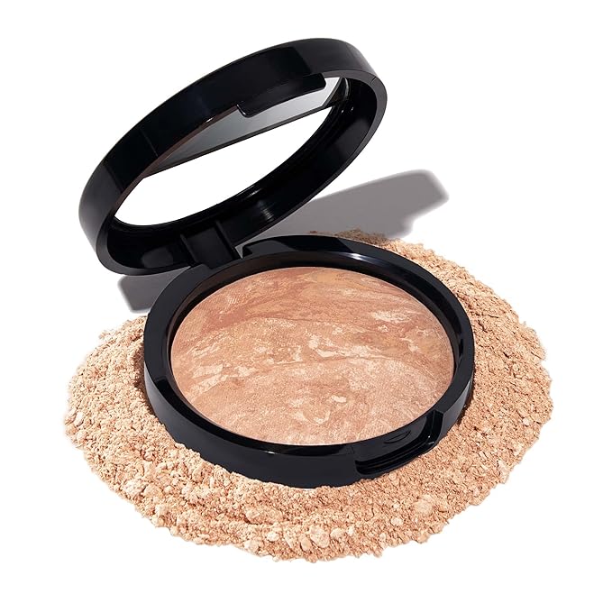 LAURA GELLER NEW YORK Award-Winning Baked Balance-n-Brighten Color Correcting Powder Foundation - Light - Buildable Light to Medium Coverage - Demi-Matte Natural Finish-VivaGrace Women