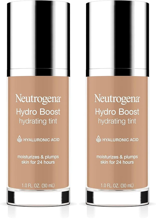 Neutrogena Hydro Boost Hydrating Tint with Hyaluronic Acid, Lightweight Water Gel Formula, Moisturizing, Oil-Free & Non-Comedogenic Liquid Foundation Makeup, 40 Nude Color, 1.0 fl. oz (Pack of 2)-VivaGrace Women
