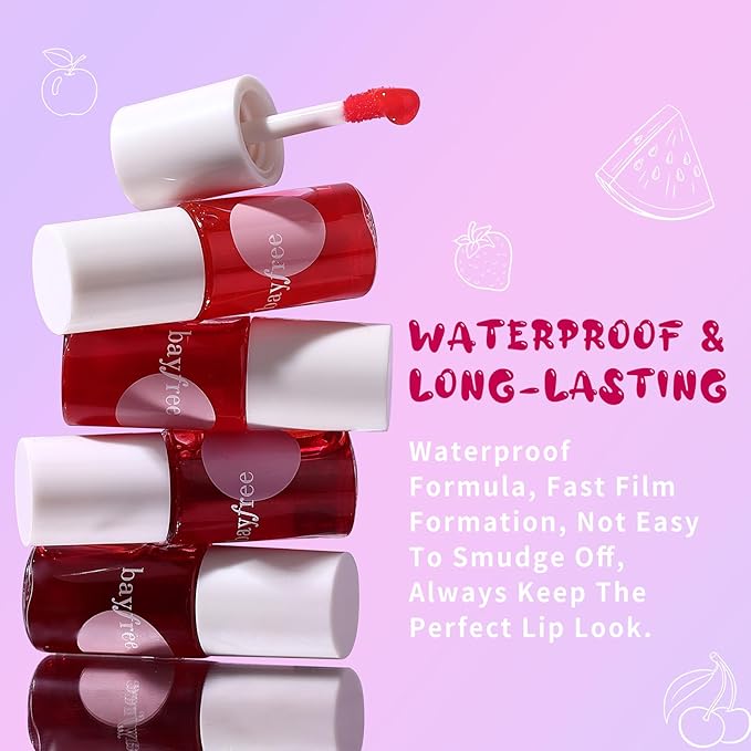 Lip Tint Stain, Long Lasting Korean Lip Stain Set, Non-sticky Waterproof Lightweight Lip and Cheek Tint, Moisturizing High Pigment Water Tint, Matte Finish Lip Tint-VivaGrace Women