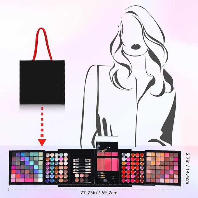 All in One Makeup Kit for Women Full Kit- 177 Color Combination Makeup Set Palette- 119 Eyeshadow,35 Lipstick,6 Powder,14 Concealer,10 Applicators,20 Brushes Set,Make Up Gift Kits for Women Teen Girl-VivaGrace Women