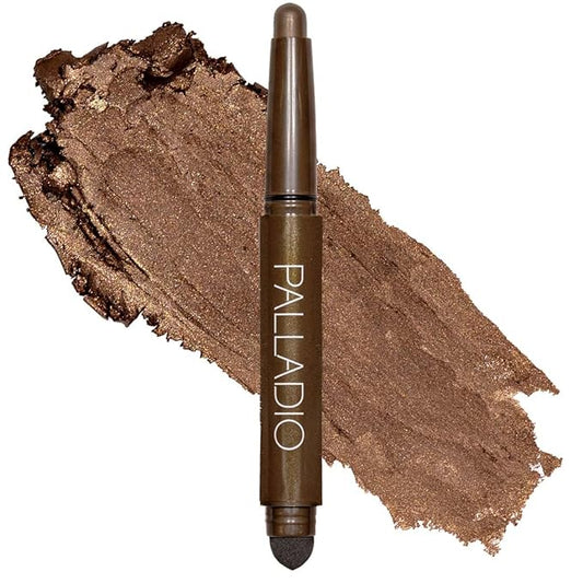 Palladio Waterproof Eyeshadow Stick with Blending Sponge, Long Lasting & Effortless Application, Smudge Free & Crease Proof Formula, Matte & Shimmer Shades, Buildable Eye Shadow (Chocolate Shimmer)-VivaGrace Women