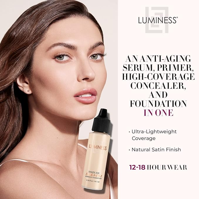Luminess Air Silk 4-In-1 Airbrush Foundation- Foundation, Shade 020 (.5 Fl Oz) - Sheer to Medium Coverage - Anti-Aging Formula Hydrates and Moisturizes - Professional Makeup Kit for Cordless Air Brush-VivaGrace Women