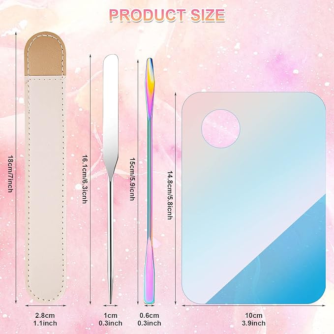 Makeup Spatula Korean Set, Senbos Professional Acrylic Makeup Palette with 2 Pcs Spatula Tool, Tray Apply for Foundation Eye Shadow Lipsticks Nail Art Pigment Blending Set with Leather Covers-VivaGrace Women