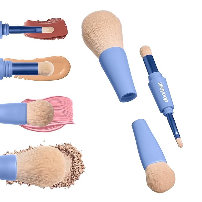 Alleyoop Overachiever 4-in-1 Travel Makeup Brush Set – Powder, Blending, Precision & Complexion Brushes – Mini Makeup Brush for Women, Vegan, Multi-Use & Travel-Friendly Makeup Tool-VivaGrace Women