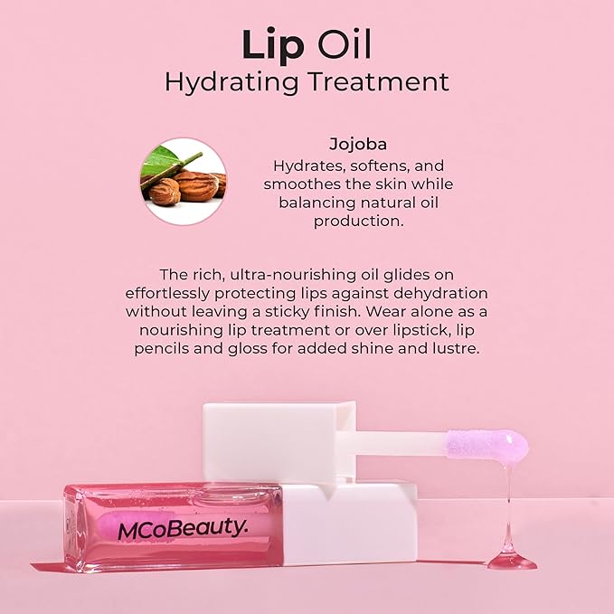 MCoBeauty Lip Oil Hydrating Treatment, Clear, Moisturizing Shine for Naturally Beautiful Lips, Vegan, Cruelty Free Cosmetics-VivaGrace Women