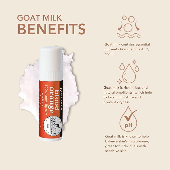 Dionis Goat Milk Skincare Blood Orange Holiday Lip Balm Gift Set - Beeswax, Shea Butter & Coconut Oil Lip Care Products Made in The USA - Cruelty Free Lip Moisturizer For Chapped Lips, 0.28oz 3 Pack-VivaGrace Women