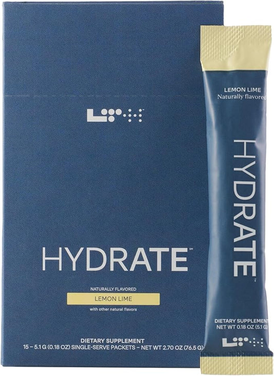 LTH Hydrate Hydration Mix - Trusted by Life Time Fitness Members - NSF Certified for Sport - Electrolyte Powder - Plant-Based, Non-GMO, Gluten Free - 15 Single-Serve Packets (Lemon Lime)-VivaGrace Women