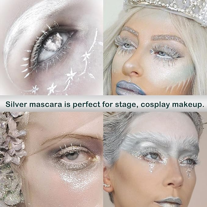 Maydear Silver Colored Mascara – Waterproof, Long Lasting, Smudge-Proof, Fast-Drying Lengthening Mascara for Party & Stage Make-VivaGrace Women