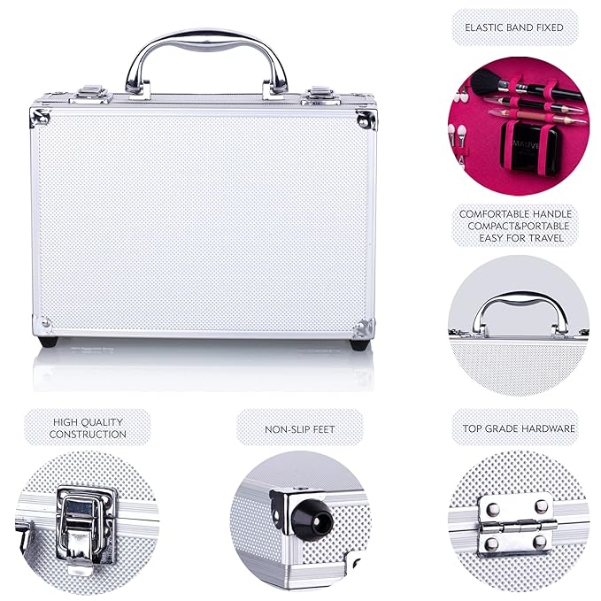 Makeup Kit for Girls and kids 8-12 Carry All Makeup Train Case with Pro Makeup for Teens Women Full Starter Cosmetics Set (SILVER)-VivaGrace Women