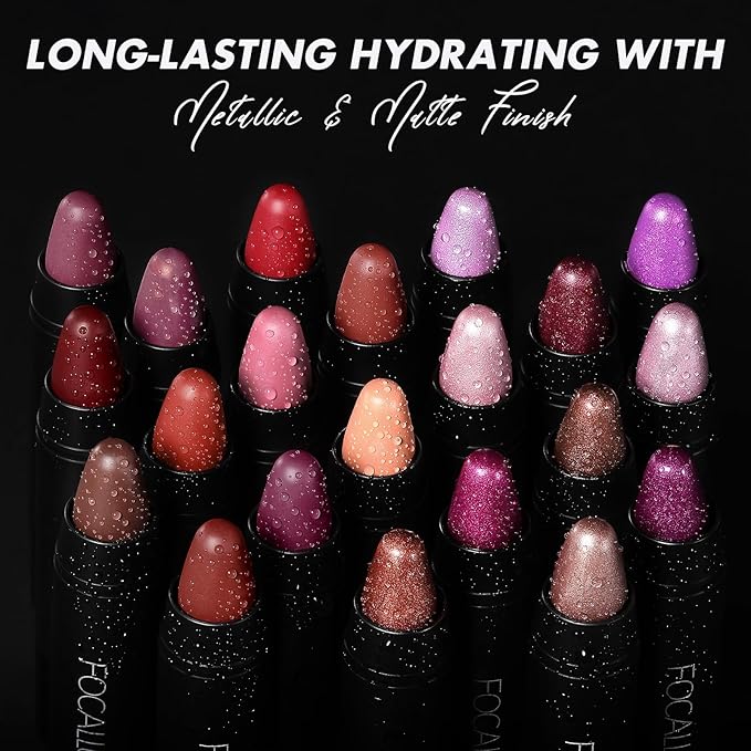 FOCALLURE Ultra Chic Matte Lipstick,Rich Vitamin E Lip Crayon,Lightweight Matte Color without Drying or Fading,Long Lasting Waterproof Lips Makeup,CRIMSON
