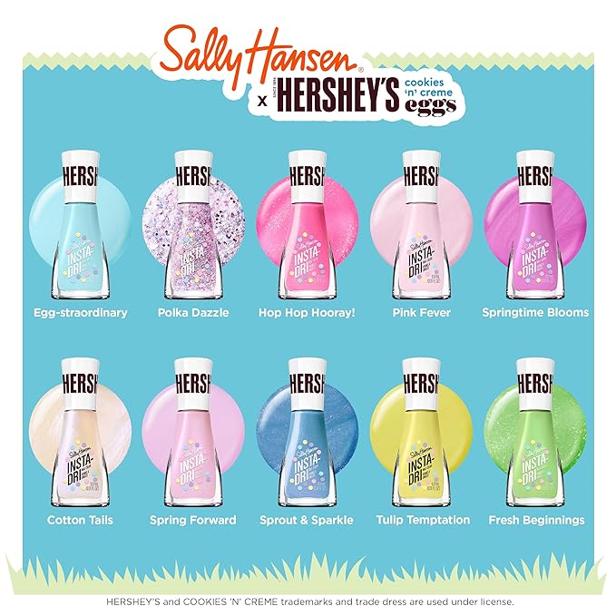 Sally Hansen Insta-Dri X Hershey's Cookies 'n' Creme Eggs, Tulip Temptation, Quick Dry, Long Lasting, Streak-Free Shine, Yellow Nail Polish, 0.31 fl oz.