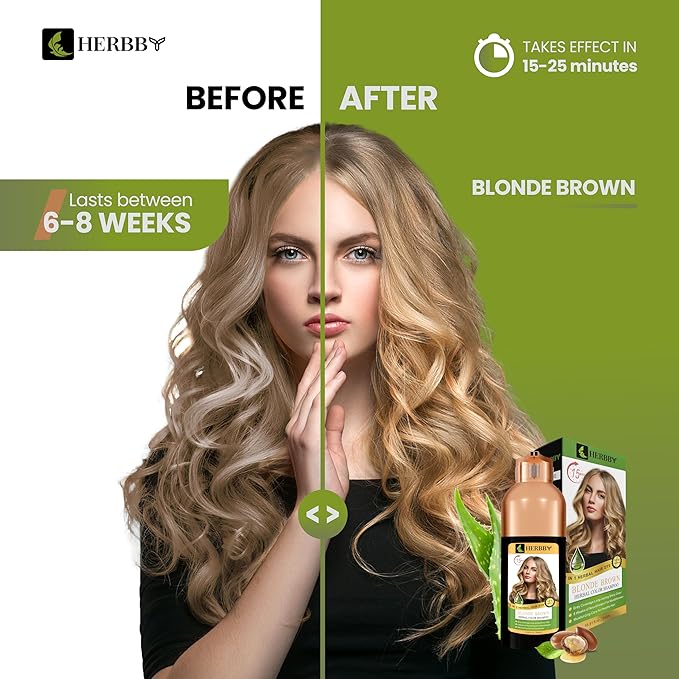 Hair Color Shampoo for Gray Hair Coverage&Color Transform with 9 Herbal Extracts –Long Lasting(6-8 Weeks),Shiny,Evenly Colored,Instant Hair Dye Shampoo&Conditioner, 500 Ml (BLONDE BROWN COLOR)-VivaGrace Women