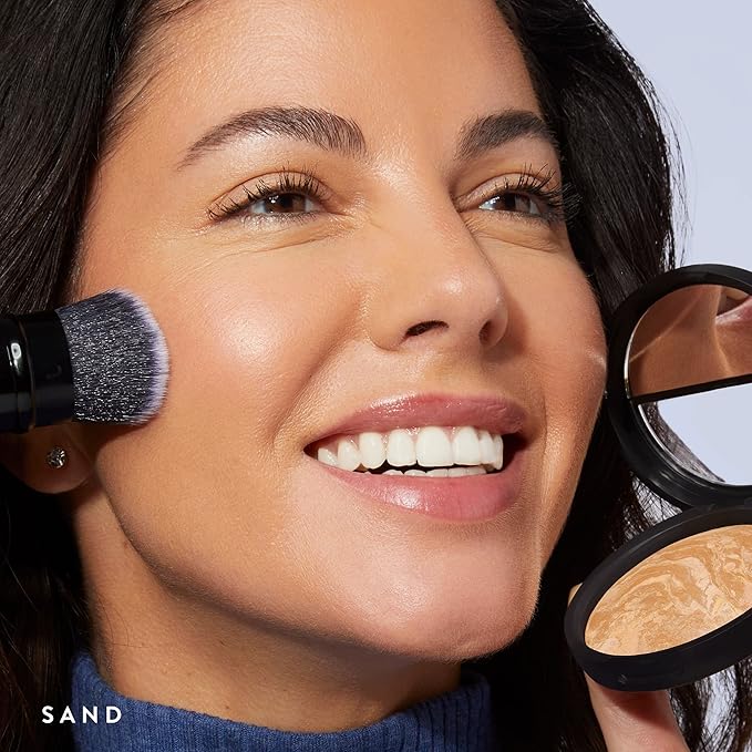 LAURA GELLER NEW YORK Baked Balance-N-Brighten Color Correcting Foundation, Sand + Kabuki Brush-VivaGrace Women