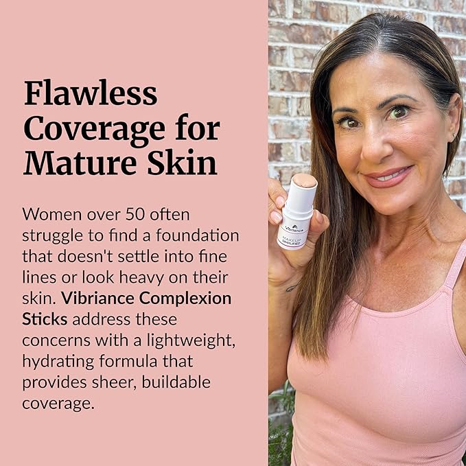 Vibriance Complexion Sticks - Foundation for Mature Skin - Sheer, Buildable Coverage Face Makeup Foundation for Older Women - 3-in-1 Base, Contour, Concealer - Medium-VivaGrace Women