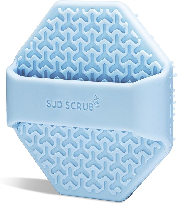 Sud Scrub® Antimicrobial Silicone Face Scrubber, 1 Pack, Gentle Face Exfoliator for Sensitive Skin, Eco Friendly Facial Cleansing Brush, Exfoliating Face Brush for Men and Women (Blue)-VivaGrace Women