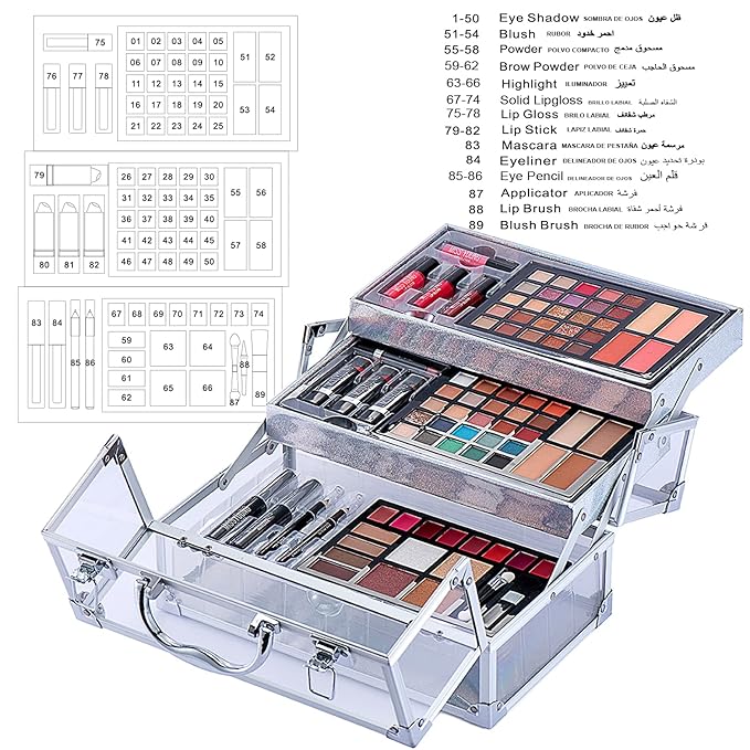74 Colors Makeup Kit All-in-one Makeup Set, Cosmetic-Gift for Women -Include Makeup Brush Set, Eyeshadow Palette, Brow Powder, Eyebrow Pencil, Lip brush -(Multicolor 102)-VivaGrace Women