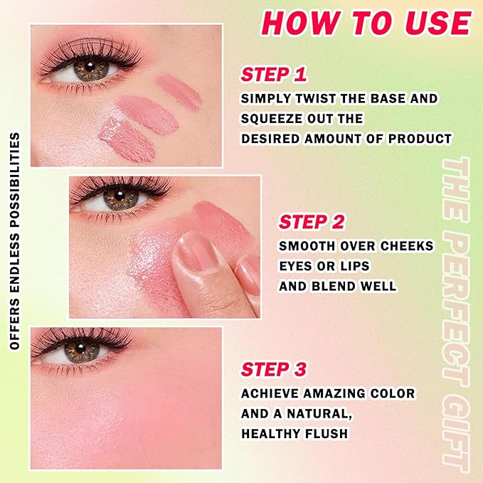 Multi-Use Cream Blush Stick,Soft Smooth Makeup Blush Stick for Cheeks Lips & Face,Waterproof Long Lasting Blendable Lightweight Face Blush Stick Matte Makeup for All Skin Types-VivaGrace Women