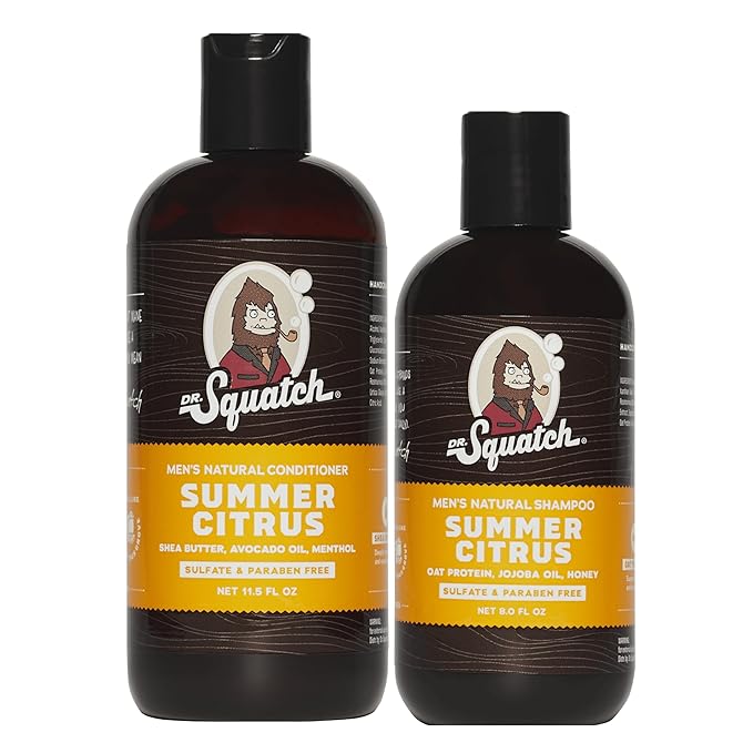 Dr. Squatch Natural Hair Bundle for Men - Healthy, Full Looking Hair - Summer Citrus Shampoo (8 fl oz), Summer Citrus Conditioner (11.5 fl oz)-VivaGrace Women