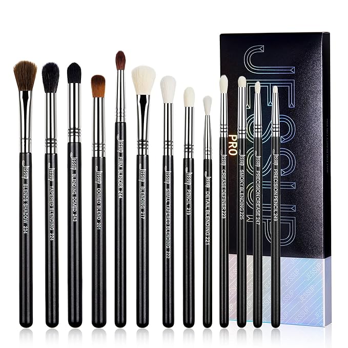 Jessup Eye Makeup Brushes Set Professional Blending Brush for Makeup Eyeshadow 13pcs Premium Synthetic Blender Brush Makeup Black T338-VivaGrace Women