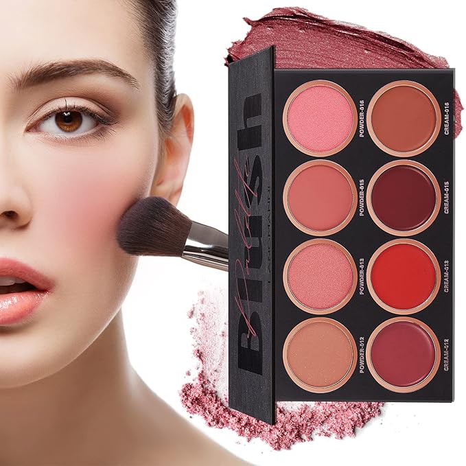 8 Colors Blush Palette,Vegan, Cruelty Free & Hypoallergenic,Women Facial Makeup Plate,Skin Tone Enhancing-Meiyugo-VivaGrace Women