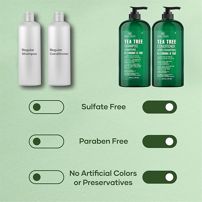 Botanic Hearth Tea Tree Shampoo And Conditioner Set | With 100% Pure Tea Tree Oil, For Itchy And Dry Scalp, Sulfate/Paraben Free | For Men And Women | 16 Fl Oz Each-VivaGrace Women