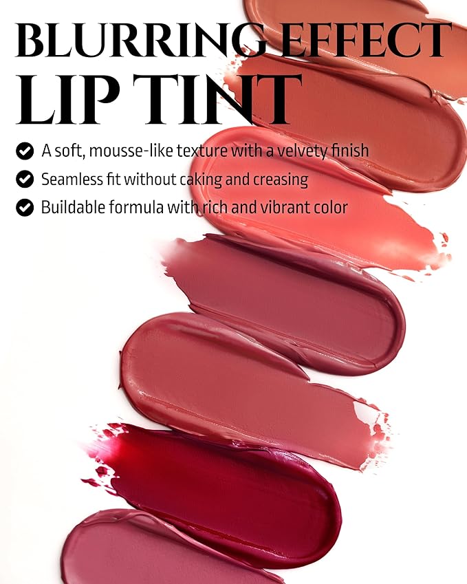 HEVVYMAKEUP Blurring Effect Lip Tint - Airy Velvet Matte Lips - Vegan, Longwear, Vibrant, Buildable Creamy Soft Texture - Korean Lip Makeup, Peach Please, 0.13 fl.oz.-VivaGrace Women