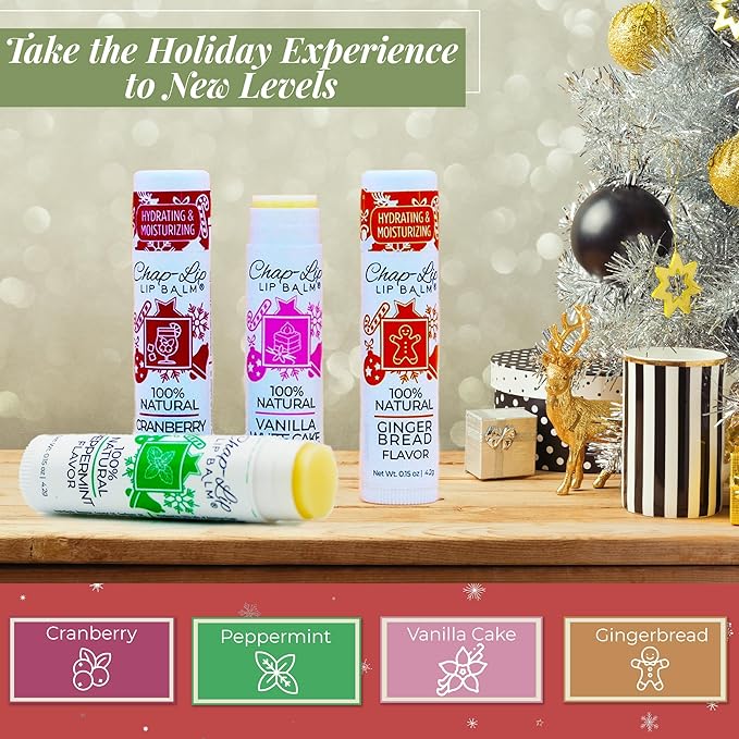 100% Natural Lip Balm Set - Beeswax Natural Christmas Gifts for Her - Ideal Gift for Women - Lip Moisturizer for Dry Lips, Cocoa Butter - Petroleum Free Pack of 8-VivaGrace Women