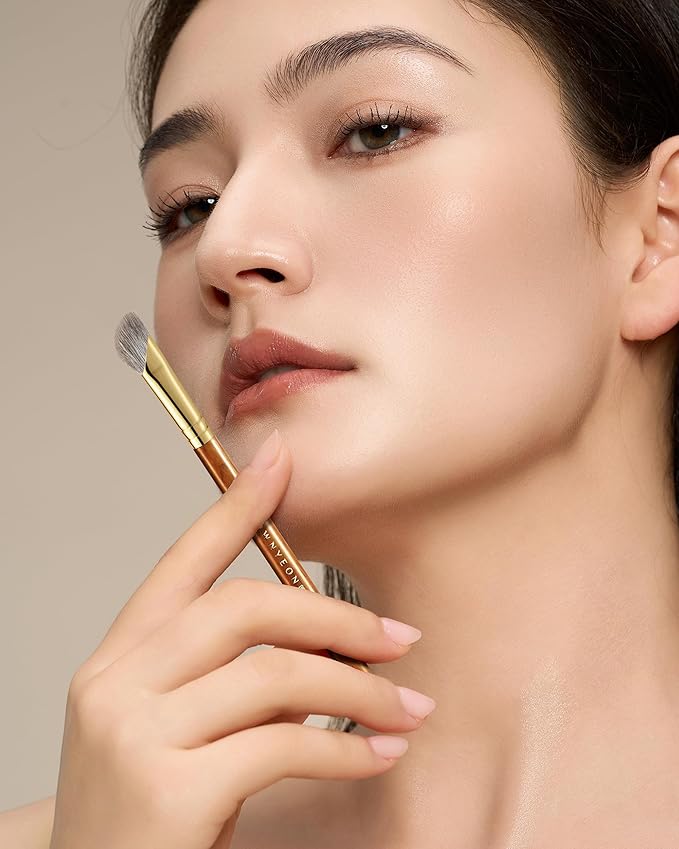 Desert Oak Series Pro Nose Sculptor - Arctic Fluff Hybrid Bristles for Nasal Contouring, Wide Angled Nose Brush, Bubinga Handle (CM 197)-VivaGrace Women