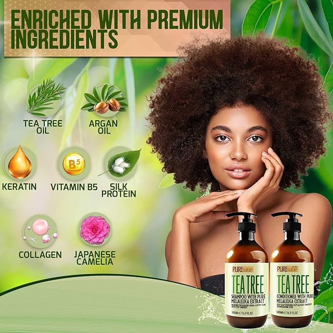 Tea Tree Oil Shampoo and Conditioner Set - Sulfate and Paraben Free Treatment for Oily Hair and to Help Reduce Your Itchy and Dry Scalp - Healthy Anti Dandruff Formula for Men and Women-VivaGrace Women