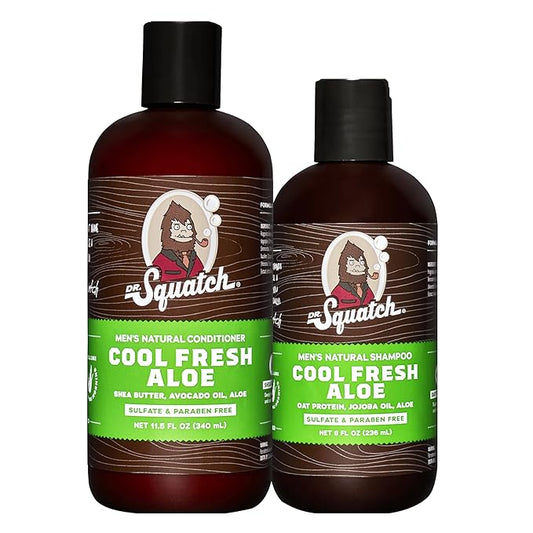 Dr. Squatch Natural Hair Bundle for Men - Healthy, Full Looking Hair - Cool Fresh Aloe Shampoo (8 fl oz), Cool Fresh Aloe Conditioner (11.5 fl oz)-VivaGrace Women