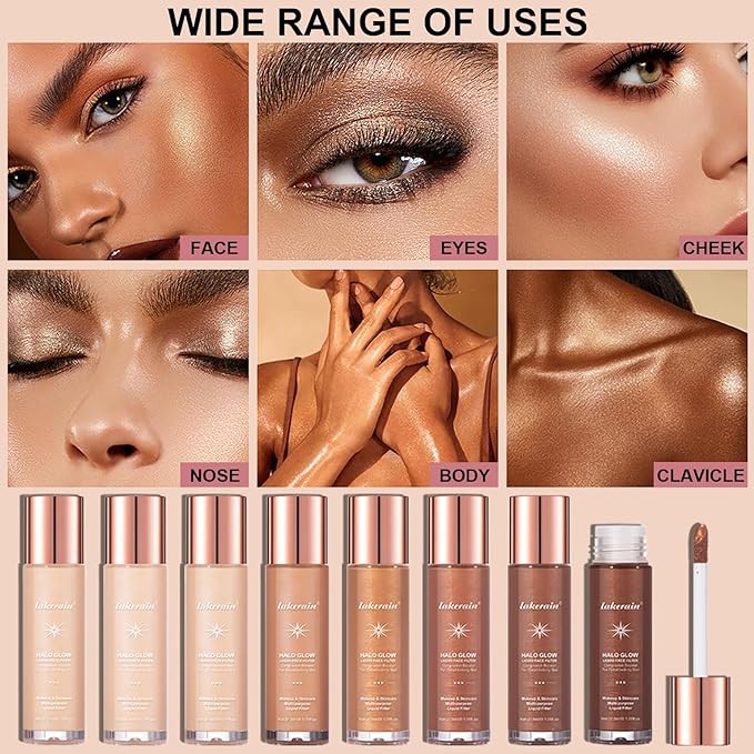 Natural Glow Liquid Filter Makeup, Longwear Face Luminizer, Complexion Booster For Any Part of the Body, Liquid Highlighter with Brush Kit, Infused Hyaluronic Acid, 1.06 fl oz (#01 FAIR)-VivaGrace Women