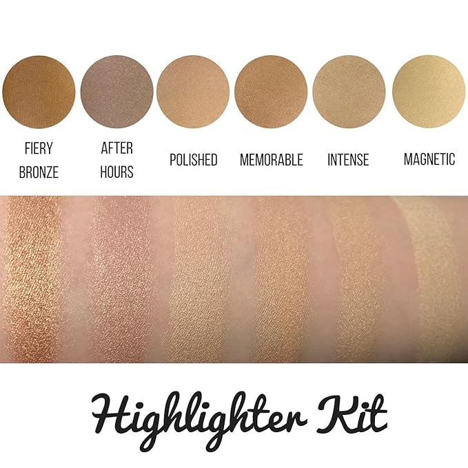 Makeup Highlighter Palette – Beauty Junkees Powder Highlighter Makeup Palette 6 Shades Glow Kit, Face Highlight Make Up Set for Beginners, Professional Quality, Paraben Gluten Cruelty Free Cosmetics-VivaGrace Women