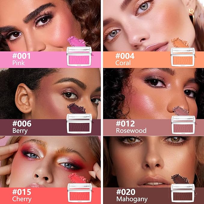 Embossed Blush, Palette Pink Dark Powder Blush Palette-VivaGrace Women