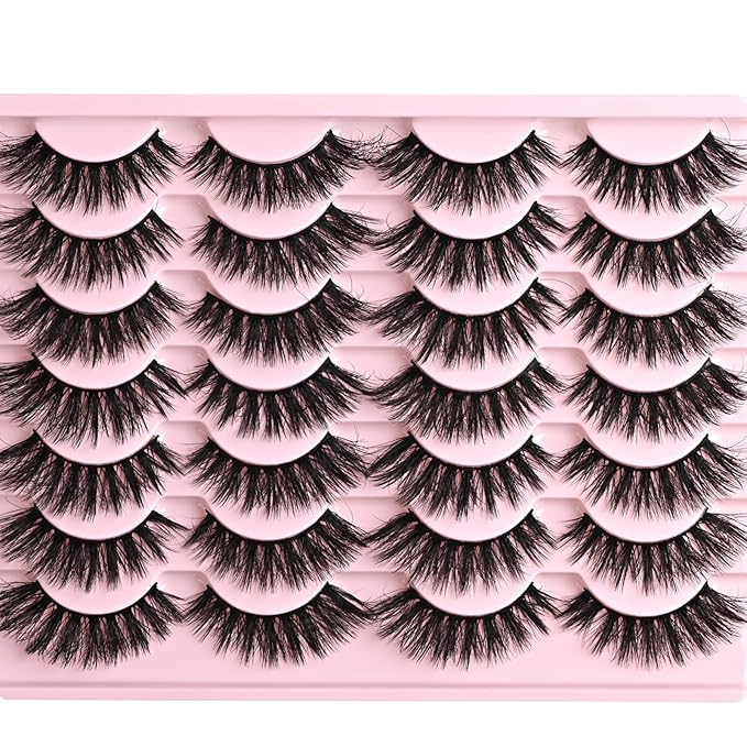 FARRED Cat Eye Lashes Fluffy False Eyelashes 14 Pairs Fake Eyelashes Natural Look Short Natural Lashes Cateye Lash Wispy Volume Eyelash Faux Mink Strip Lashes Pack for Daily Makeup (F27 | 9-17mm)-VivaGrace Women