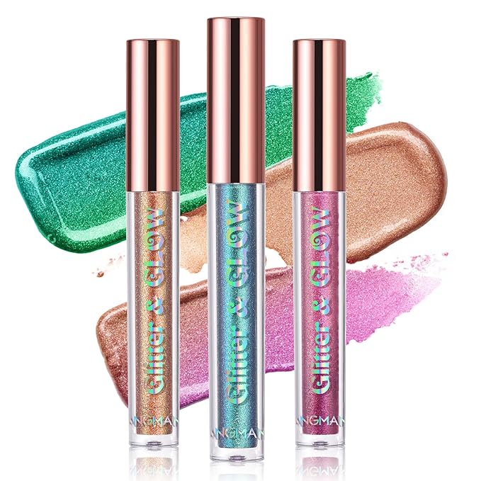 BestLand Liquid Glitter Eyeshadow Set, Multichrome Glitter Shimmer Eye Looks Waterproof Long Lasting Quick-Drying Sparkling Eye Shadow Liquid Highlighter Christmas Makeup Kits (Magic Color)-VivaGrace Women