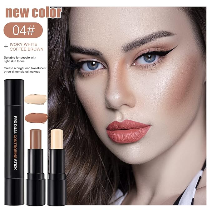 Double-End Contour Highlighter Stick Contour Stick, Face Highlighter, Contour Makeup Contouring Sticks Cream Concealer (4)-VivaGrace Women