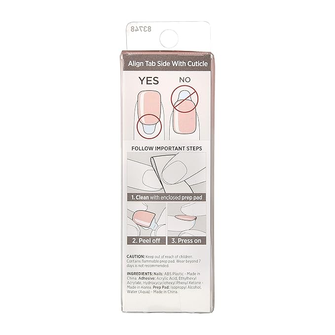 KISS imPRESS No Glue Mani Press On Nails, Color, 'Peevish Pink', Pink, Short Size, Squoval Shape, Includes 30 Nails, Prep Pad, Instructions Sheet, 1 Manicure Stick, 1 Mini File