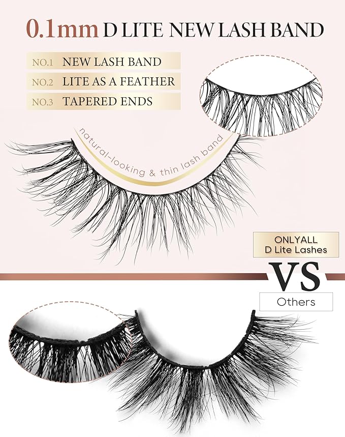 Onlyall Lashes Mink False Eyelashes Natural Wispy Lashes Soft Faux Mink Lashes Fluffy False Lashes DK77-VivaGrace Women