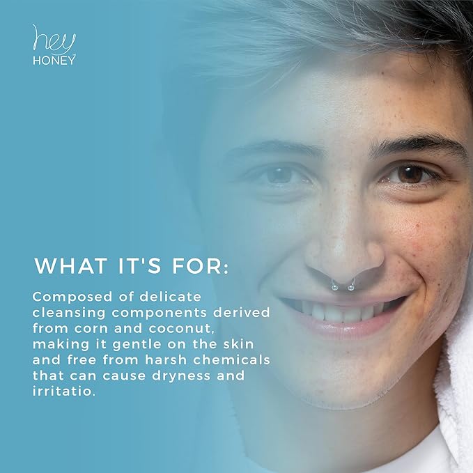 Hey Honey Skincare Be Clear Acne Routine | Daily Active Cleansing Face Wash | Youth & Young Adults, Blemishes Prone | Propolis & Gentle Exfoliating Acids | Fast & Long Lasting Oil Control | 5 fl oz-VivaGrace Women