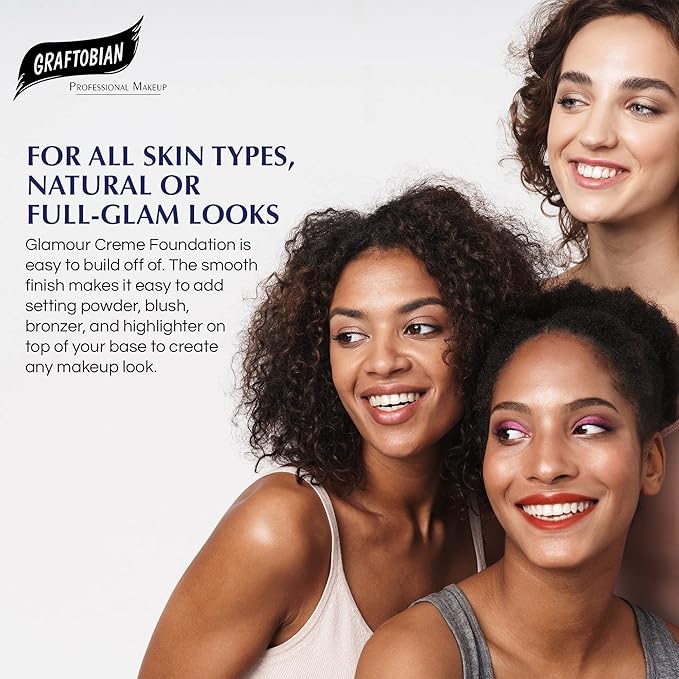 Graftobian HD Glamour Crème Foundation 1/2oz, Weightless Full Coverage Makeup, 65 Inclusive Shades, For All Skin Types, Natural or Full-Glam Looks, For Professionals and Beginners, Sandstone-VivaGrace Women