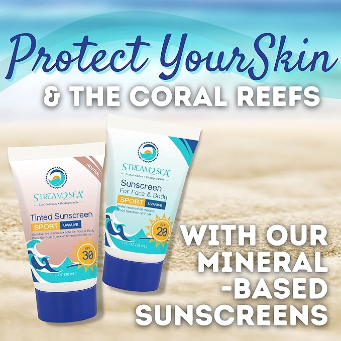 EcoConscious Travel Kit Body & Hair Care Gift Set | Shampoo & Body wash | Conditioner | SPF30, SPF20 and Mineral Sunscreen | SPF 30 Cucumber Mint and Hydrate Cherry Vanilla Lip Balm by Stream2Sea-VivaGrace Women