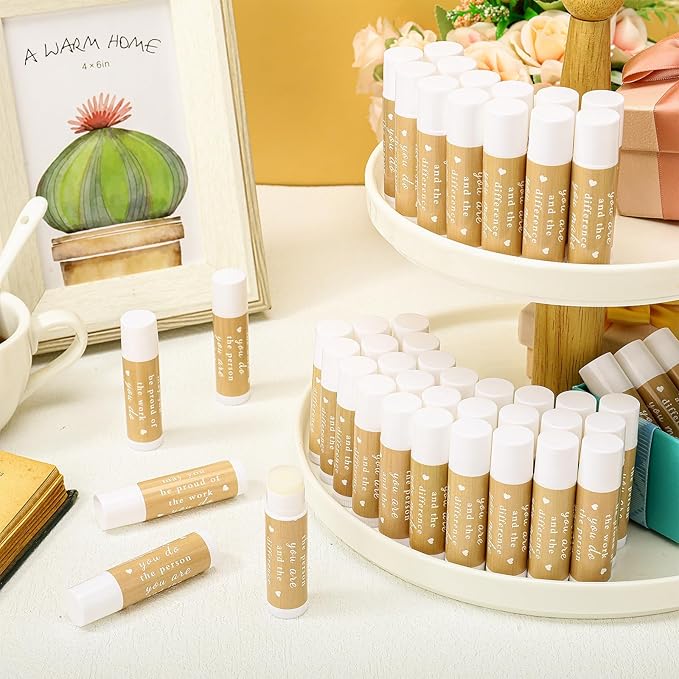 Demissle Thank You Gifts for Coworker Lip Balm Bulk Set Inspirational Appreciation Gifts Leaving Farewell Gifts Vanilla Ingredients Lips Care Products for Friends Teacher Worker Employee (72 Pcs)-VivaGrace Women